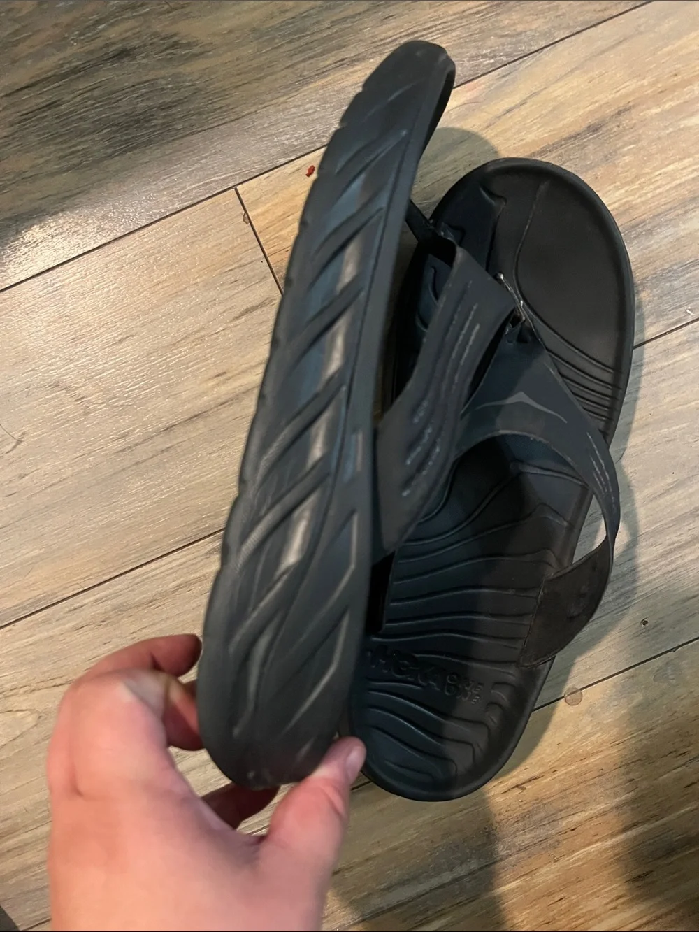 Hoka Men's Black Slip-On Flip Flops size 11.5